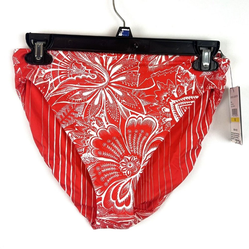 Vince Camuto Women’s Reddish Orange Floral High Rise Bikini Bottom Size M
